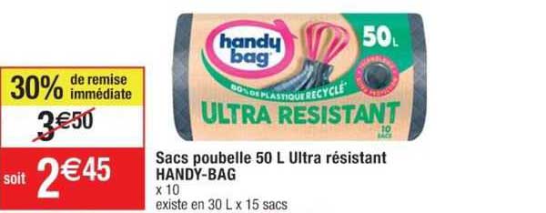 sacs poubelle 50l ultra résistant handy-bag
