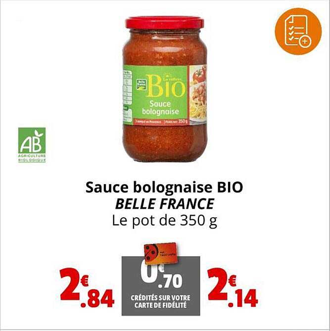 Sauce Bolognaise Bio Belle France