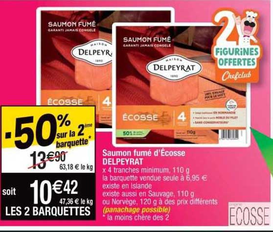 saumon fumé d'écosse delpeyrat -50% sur la 2ème barquette