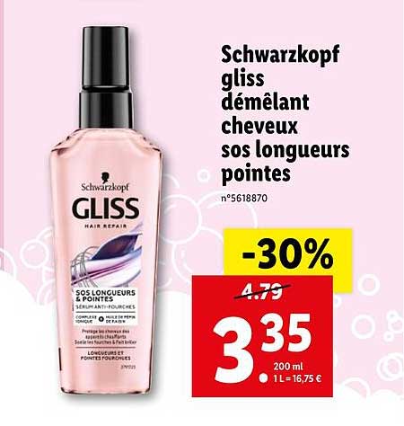 schwarzkopf gliss démêlant cheveux sos longueurs pointes