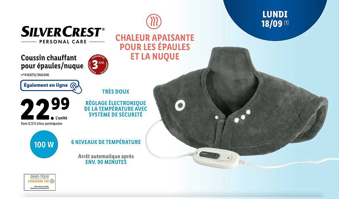 silvercrest coussin chauffant pour épaules et nuque