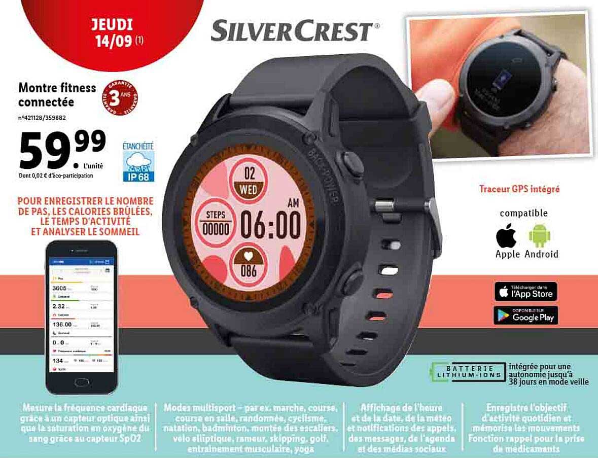 Silvercrest Montre Fitness Connectée