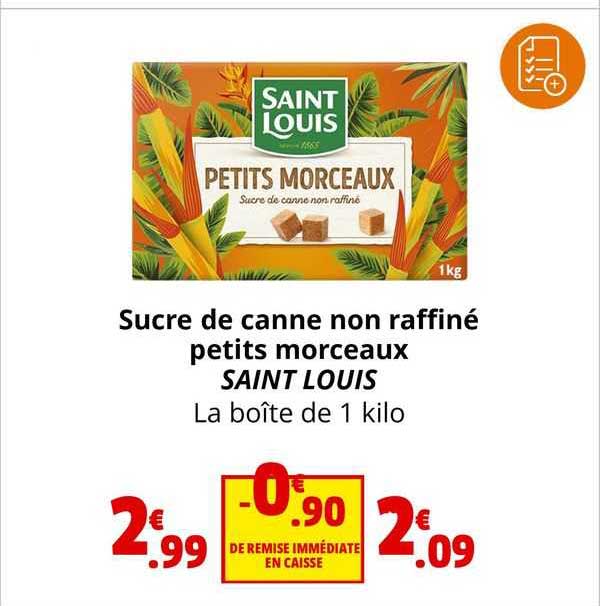 sucre de canne non raffiné petits morceaux saint louis