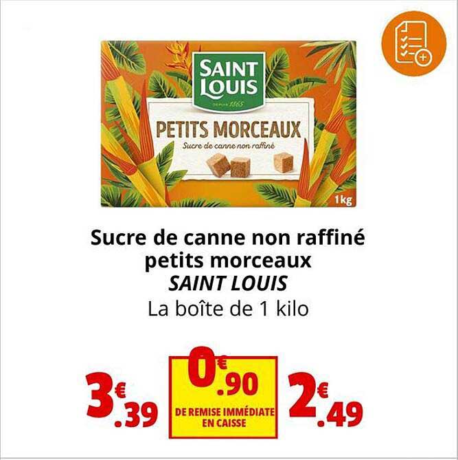 sucre de canne non raffiné petits morceaux saint louis