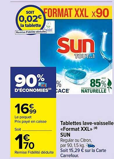 tablettes lave-vaisselle «format xxl» sun
