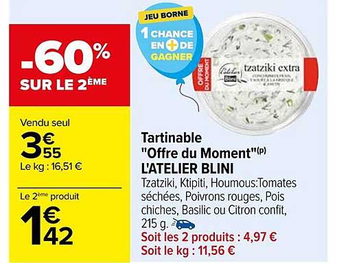 tartinable "offre du moment" l'atelier blini