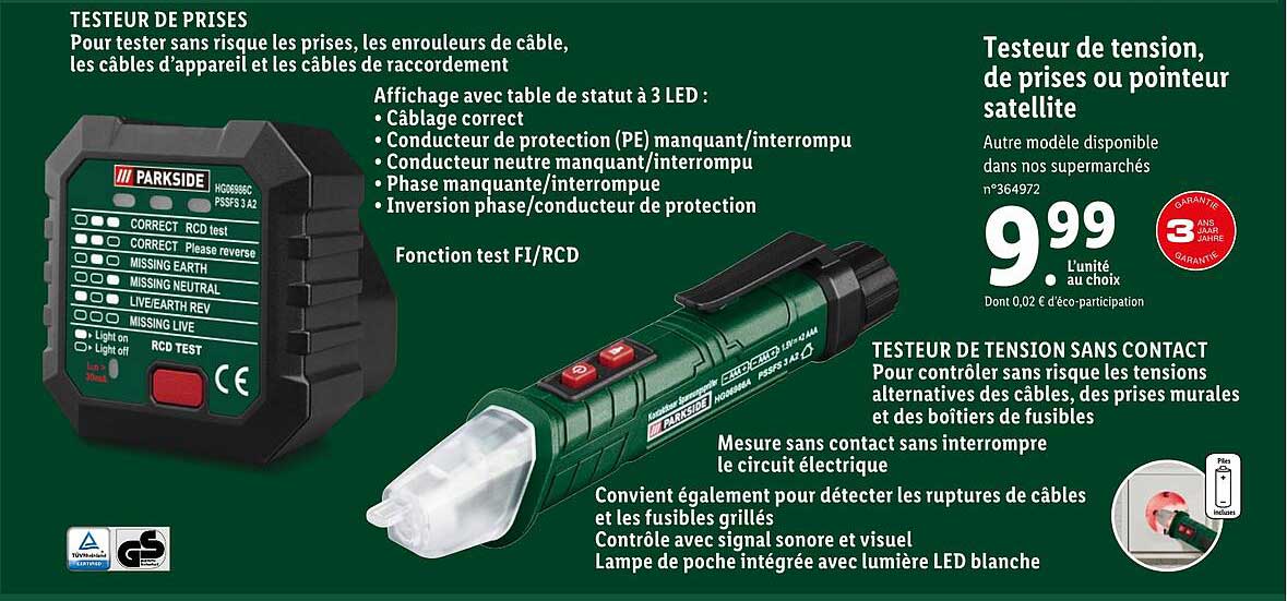 testeur de tension de prises ou pointeur satellite