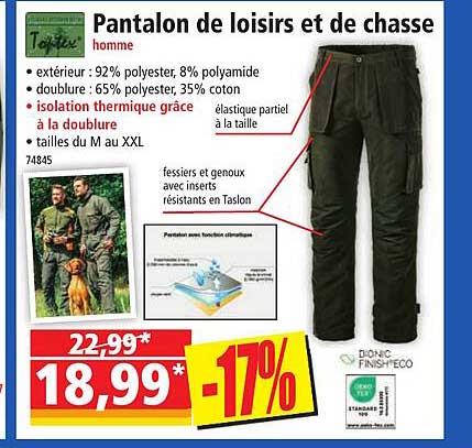 toptex pantalon de loisirs et de chasse
