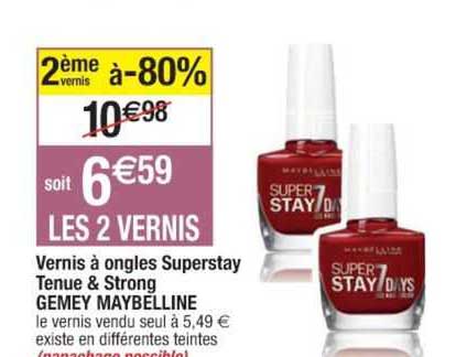 vernis à ongles superstay tenue & strong gemey maybelline