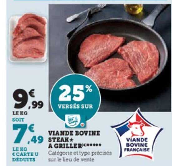 viande bovien steak*à griller
