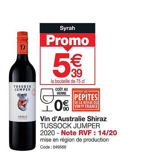 vin d'australie shiraz tussock jumper 2020