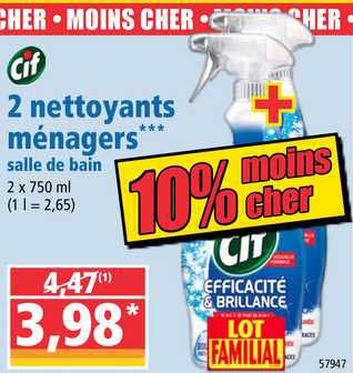 2 nettoyants ménagers salle de bain cif