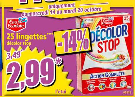 25 lingettes décolor stop eau ecarlate
