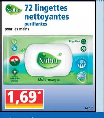 72 Lingettes Nettoyantes Purifiantes Natha