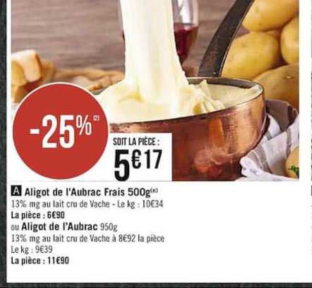 aligot de l'aubrac frais 500g