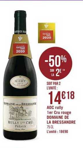 Aoc Rully 1er Cru Rouge Domaine De La Bressandre -50% Sur Le 2e