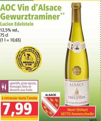 Aoc Vin D'alsace Gewuztraminer Lucien Edelstein