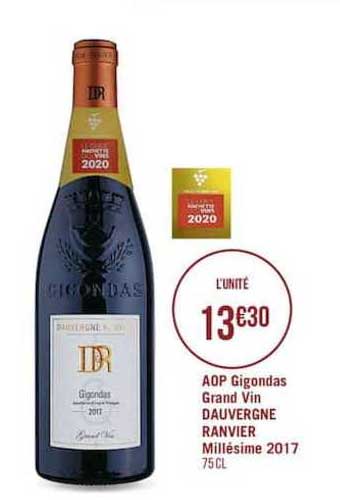 aop gigondas grand vin dauvergne ranvier millésime 2017