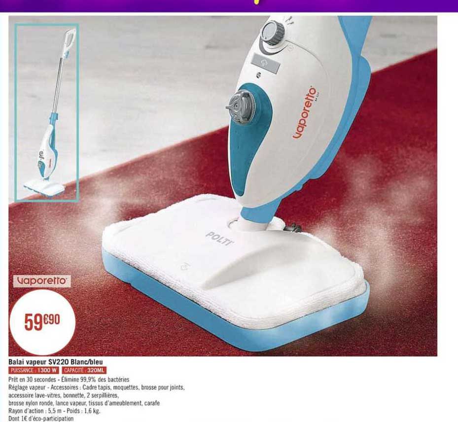 balai vapeur sv220 blanc bleu vaporetto