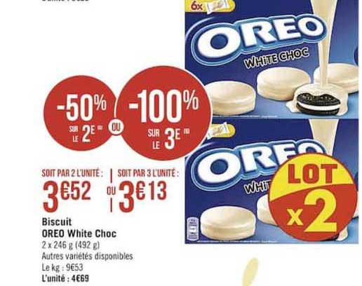 Biscuit Oreo White Choc -50% Sur Le 2e Ou -100 Sur Le 3e