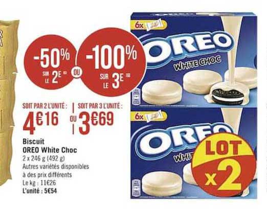 Biscuit Oreo White Choc -50% Sur Le 2e Ou -100 Sur Le 3e