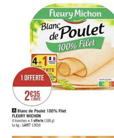 blanc de poulet 100% filet fleury michon