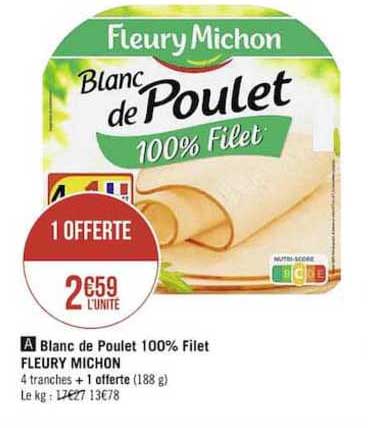 blanc de poulet 100% filet fleury michon