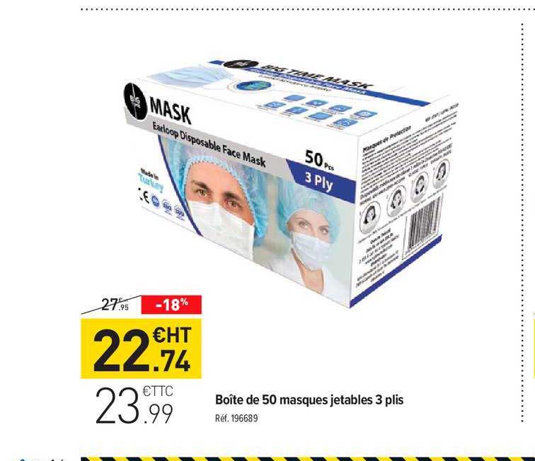 boîte de 50 masques jetables 3 plis