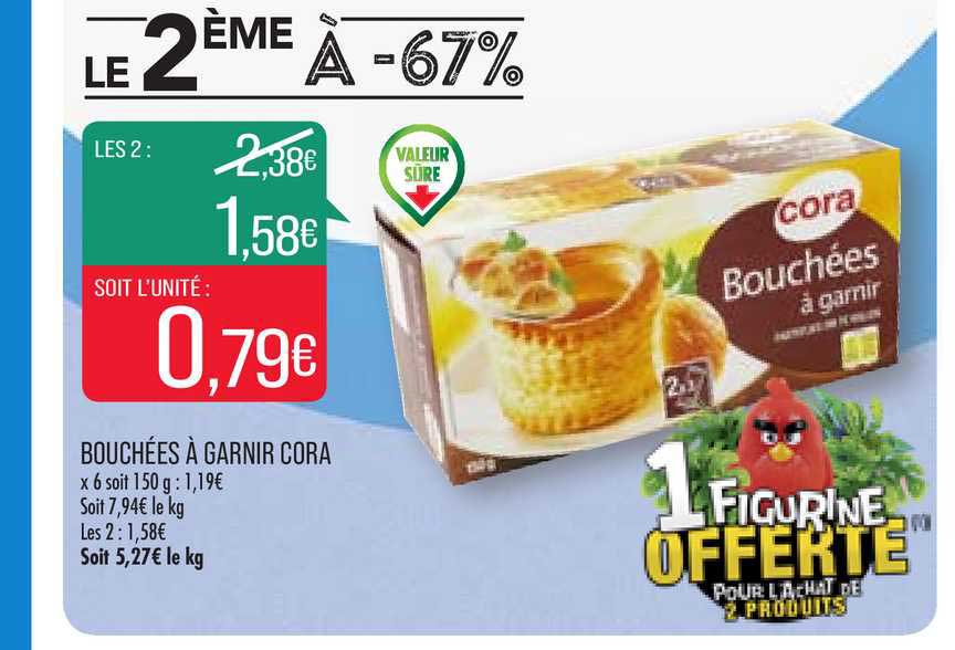 bouchées à garnir cora le 2ème à -67%