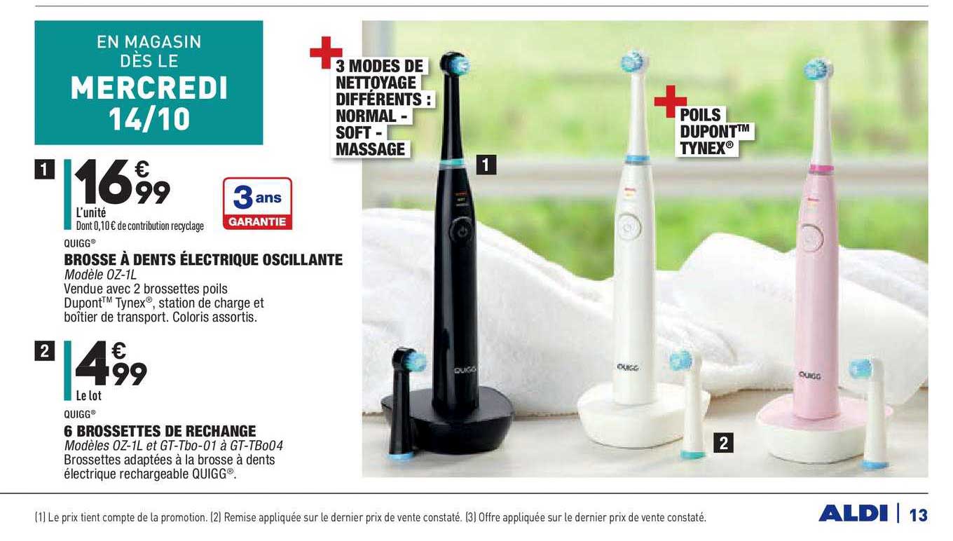 Brosse à Dents électrique Oscillante Quigg 6 Brossettes De Rechange Quigg