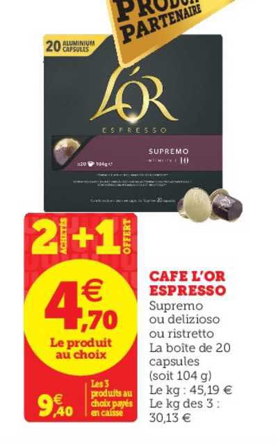 café l'or espresso 1 achetée = 1 offert