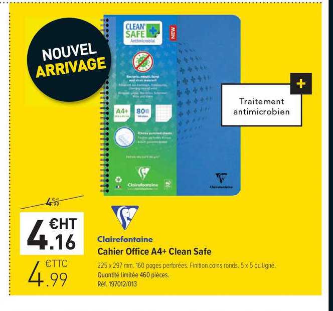 cahier office a4+ clean safe clairefontaine