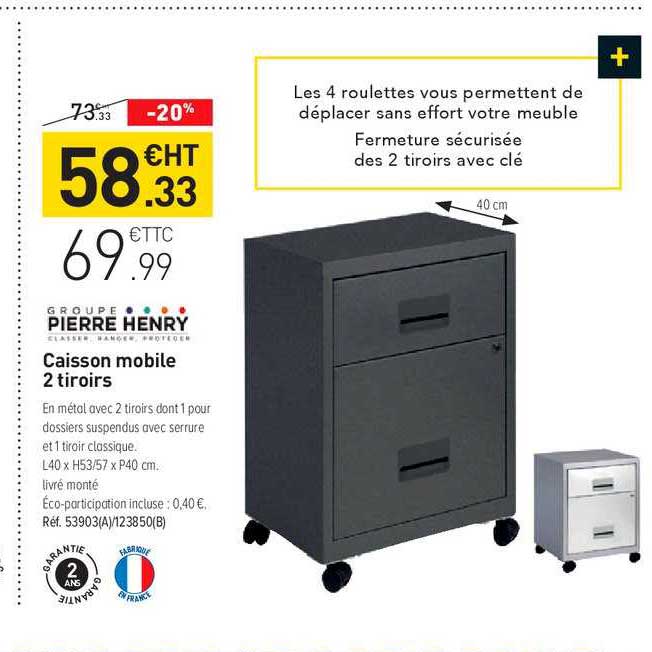 Caisson Mobile 2 Tiroirs Groupe Pierre Henry