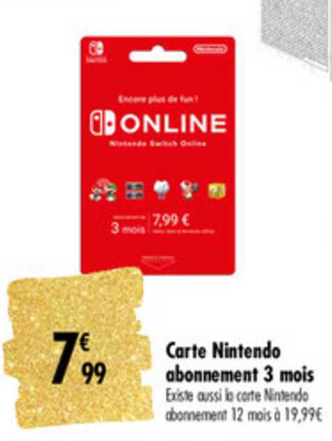 carte nintendo abonnement 3 mois