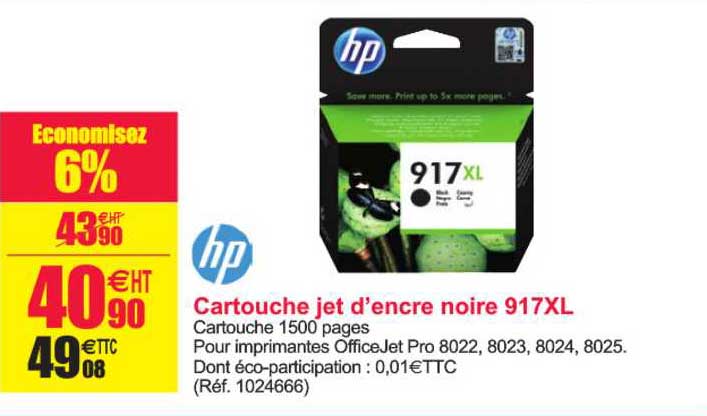 cartouche jet d'encre noire 917xl hp