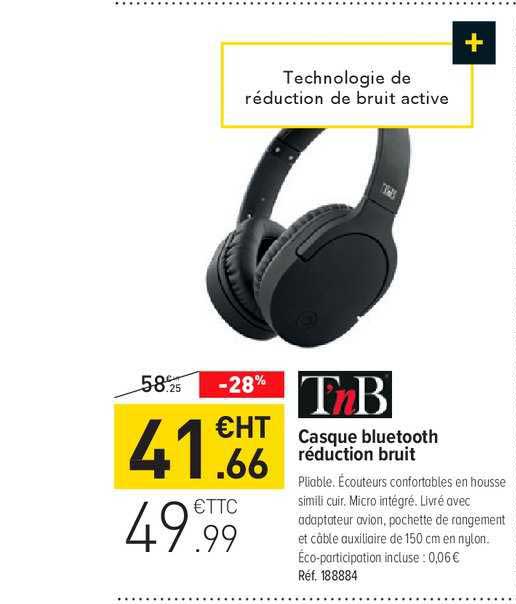 casque bluetooth réduction bruit t'nb