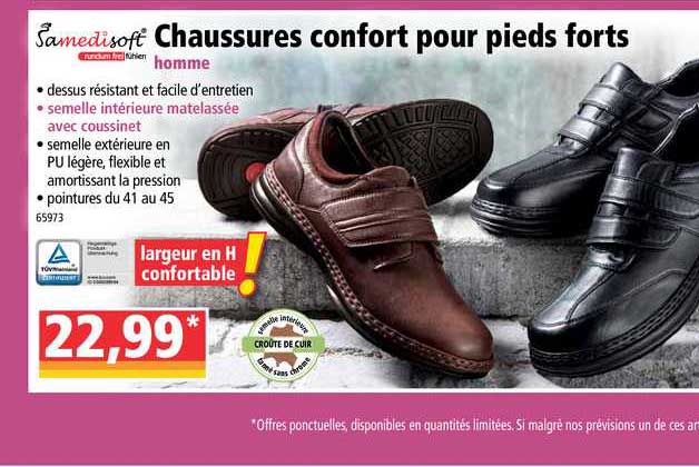 chaussures confort pour pieds forts homme samedisoft