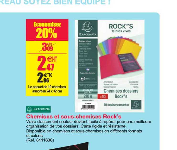 chemises et sous chemises rock's exacompta