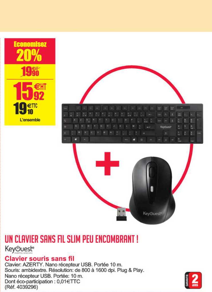 clavier souris sans fil keyouest