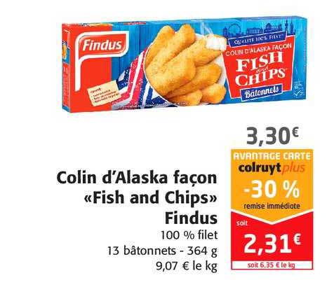 colin d'alaska façon fish and chips findus -30% remise immédiate