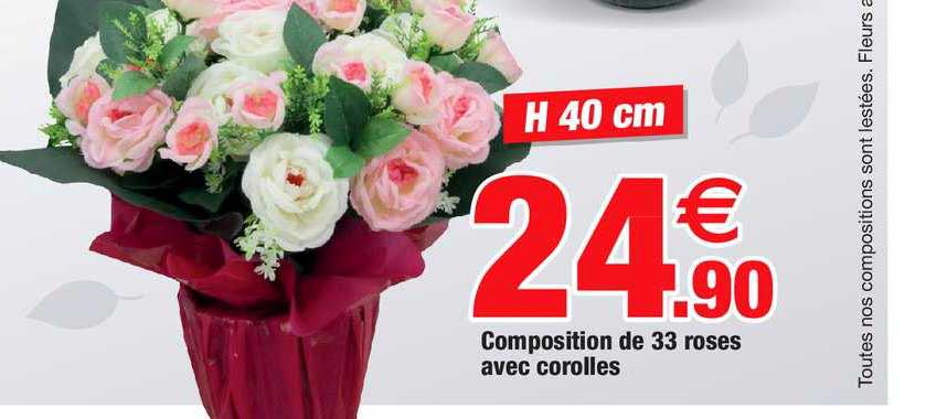 Compostiion De 33 Roses Avec Corolles
