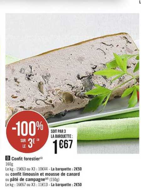 confit forestier -100% sur le 3e