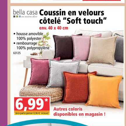 Coussin En Velours Côtelé Soft Touch Bella Casa