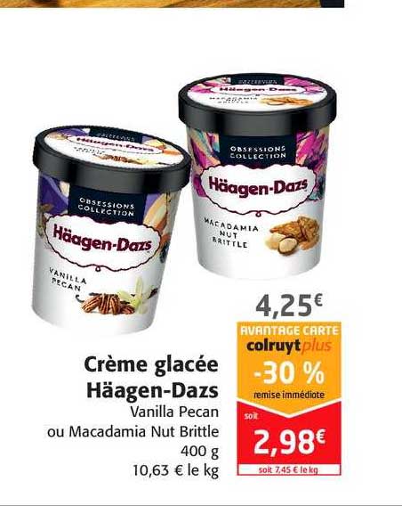 crème glacée häagen dazs -30% remise immédiate