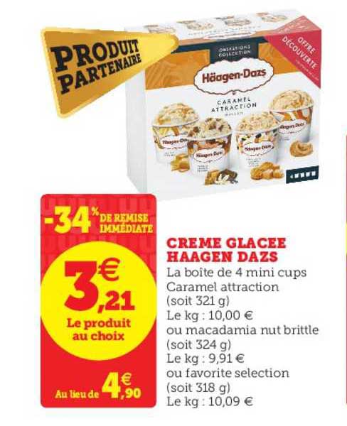 crème glacée haagen dazs -34% de remise immédiate