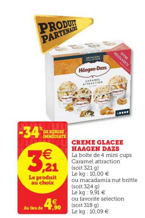 crème glacée haagen dazs -34% remise immédiate