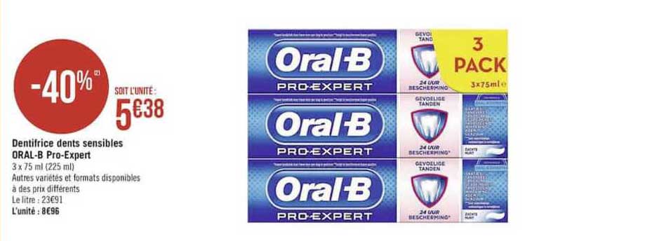 dentifrice dents sensibles oral b pro expert
