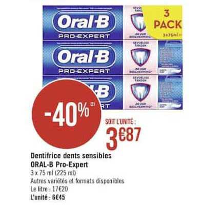 dentifrice dents sensibles oral b pro expert