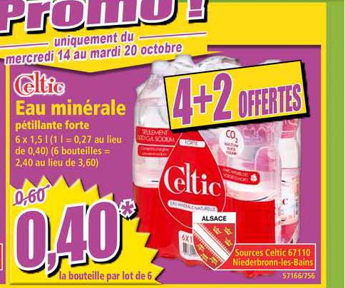 eau minérale celtic 4+2 offertes
