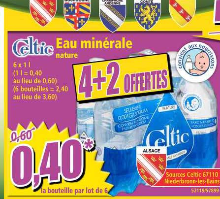 eau minérale nature celtic 4+2 offertes